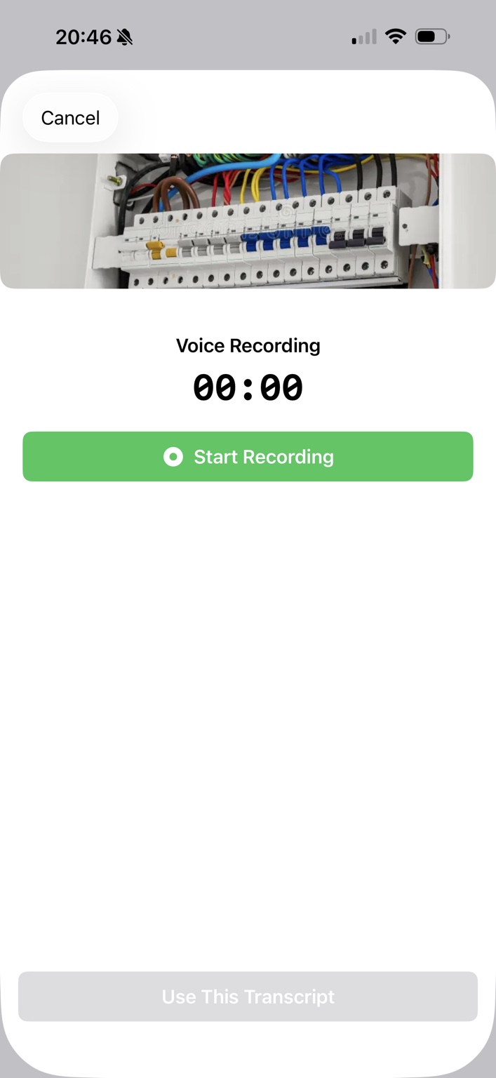 Voice recording screen